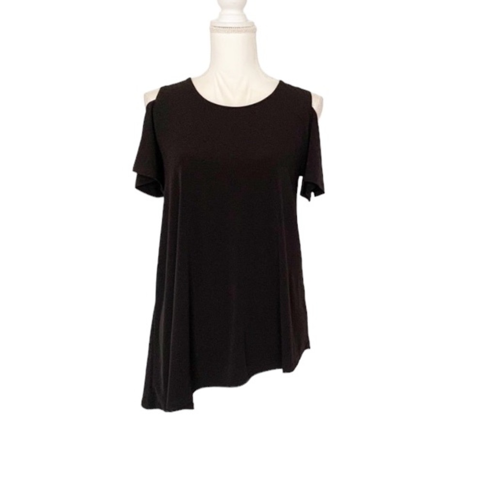 Chico’s Black Cold Shoulder Short Sleeve Tunic Top